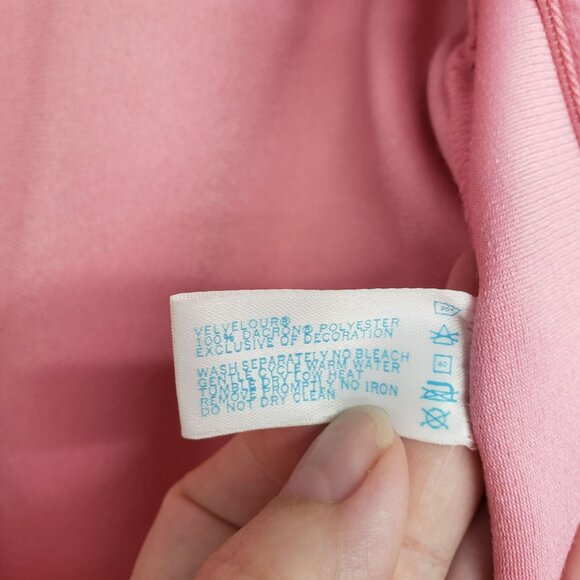 Vintage Vassarette Velvelour Velvet Pink Lace Ruffle House Coat Robe 1970s - Picture 12 of 13